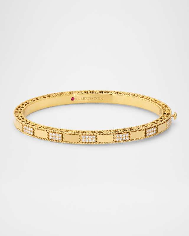 18K Yellow Gold Diamond Mosaic Bangle